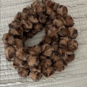 Plush Brown Faux Fur Pom Infinity Scarf